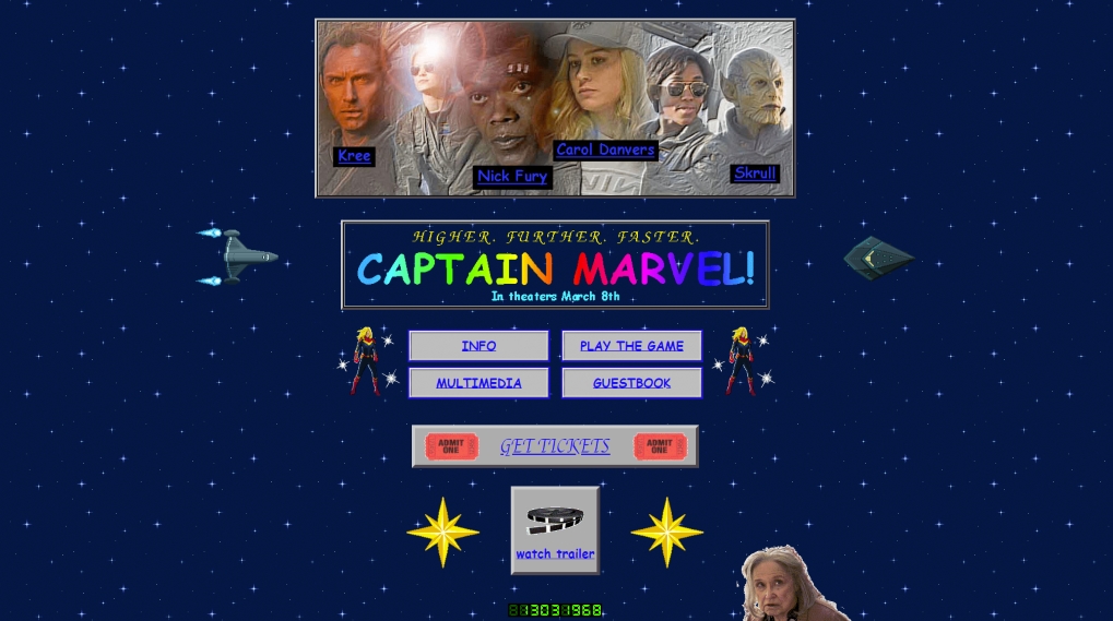 Captain Marvel hjemmeside 1990'erne / Filmz.dk