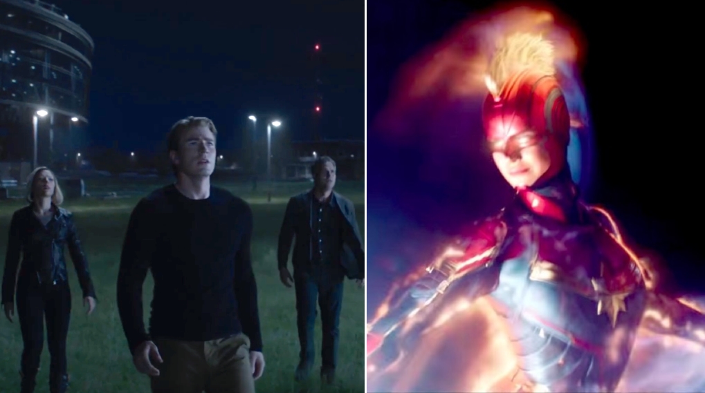 Avengers Endgame Captain Marvel kig forside / Filmz.dk