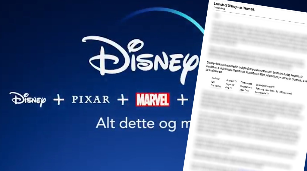 Disney Plus intern mail test lancering enheder Telia / Filmz.dk