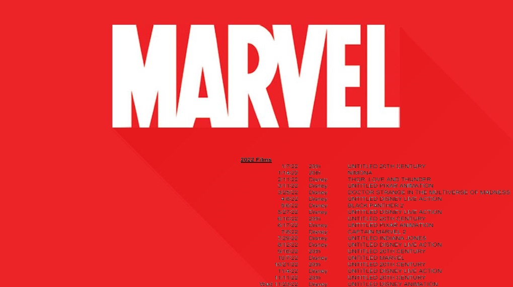 MCU Marvel 2022 fem film / Filmz.dk