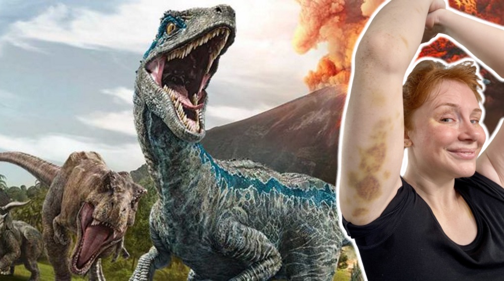 Jurassic World Dominion blå mærker stunts / Filmz.dk